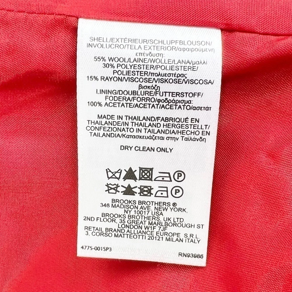 Brooks Bothers Pea Coat Girl’s Medium Watermelon Red Cotton Blend New NWT